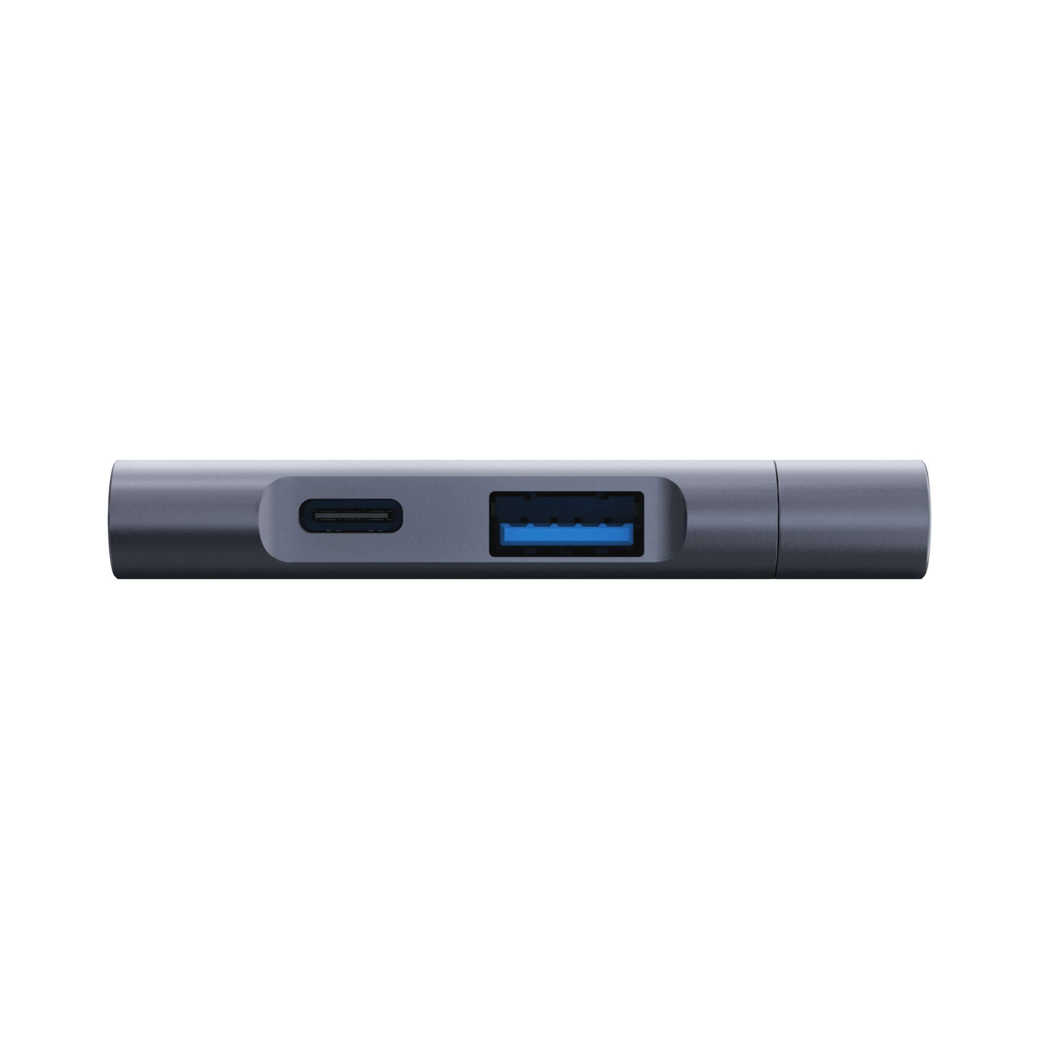 USB-C 3-in-1 Travel Hub showing USB-C and USB 3.0 ports in a compact design.