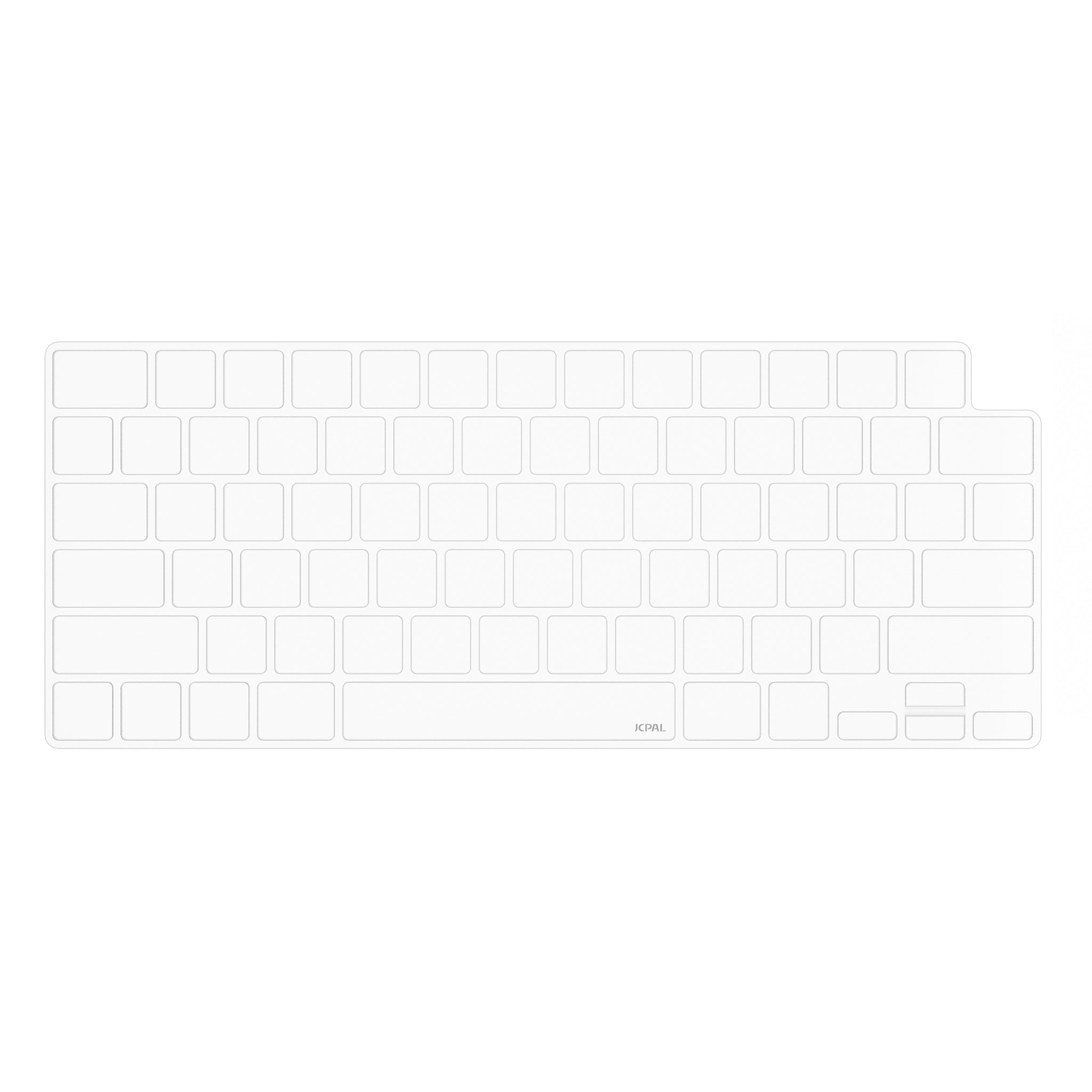 FitSkin clear keyboard protector for MacBook Pro 14/16 inch laid flat showing full coverage design